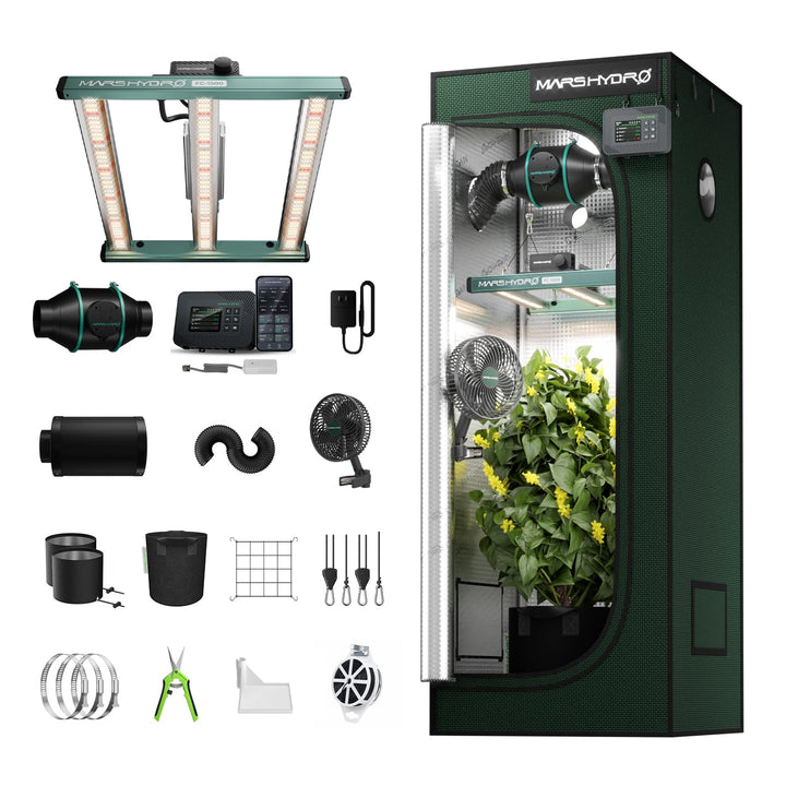 MARS HYDRO Smart Growzelt Komplettset Pro mit WiFi-Integrierte Controller43,150W FC1500 APP Dimmer W