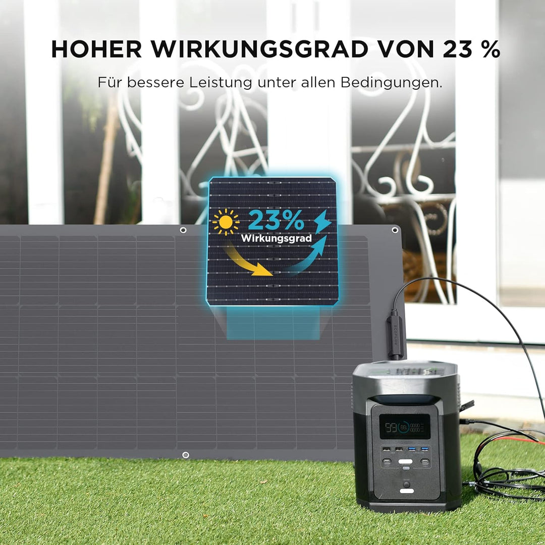 Ecoflow 100W Solar Panel Flexibles Monokristallines Solarpanel IP68 hocheffizient Solarmodul Solarze
