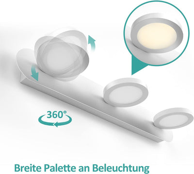 EMKE led Spiegelleuchte 50cm 3 Licht Spiegellampen 15W 975LM Spiegelleuchte bad, Warmweiss 4000K wan