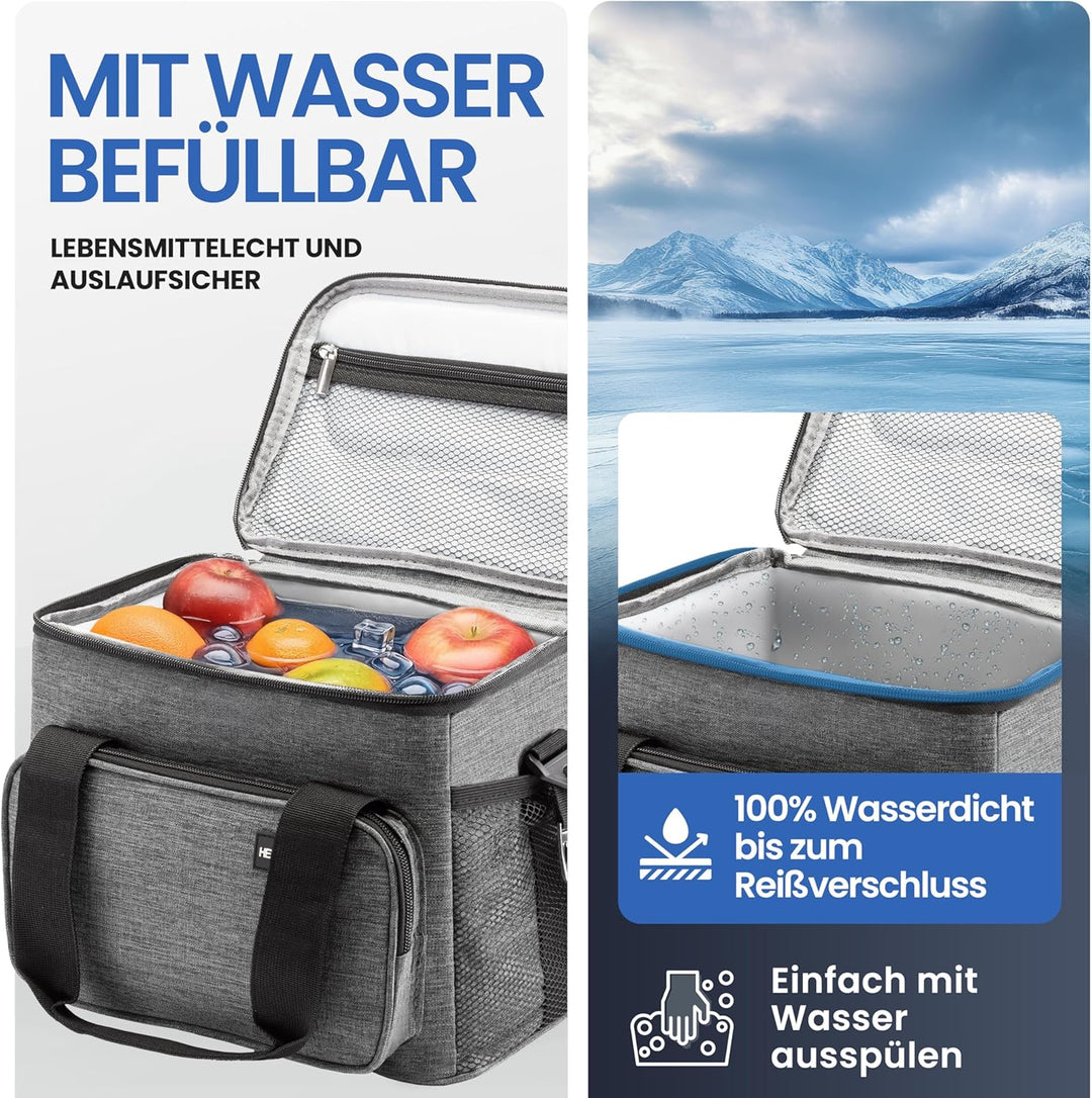 HELDENWERK Kühltasche klein & faltbar 10L, Isolierte Thermo Lunchtasche für Essen & Getränke, wasser