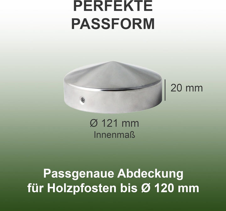 Pfostenkappe Rund | Stahl verzinkt | Ø 121 mm | 10 Stück | Runde Abdeckkappe für Garten Holzpfosten