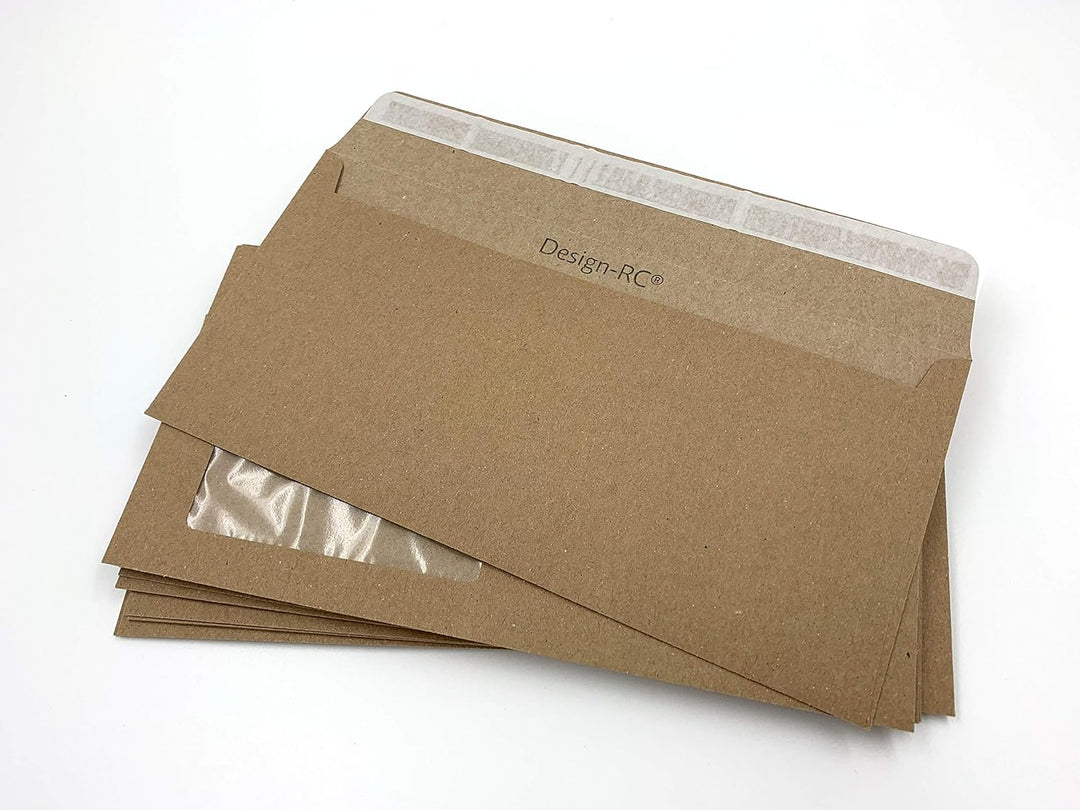 100 Briefumschläge mit Fenster, Design-RC®, aus Recycling-Papier mit kompostierbarem Folienfenster i