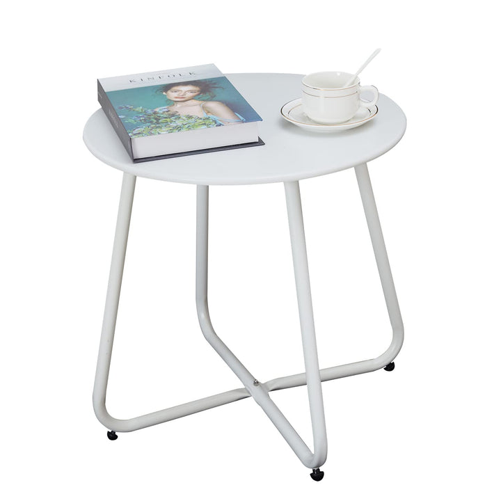 Beistelltisch, Kleiner Beistelltisch Metall, Garten Rund, Couchtish & Kaffeetisch mit Verstellbarer