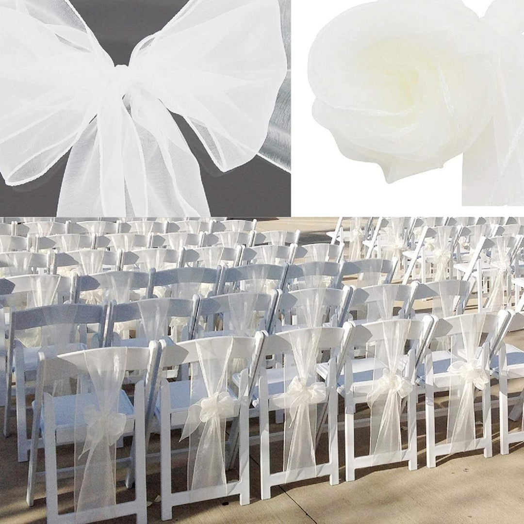 JIUERYY 50 Stück Bänder aus Organza, Stuhlhusse, Schleifen, Hochzeit, Dekoration, Zeremonie, Party,