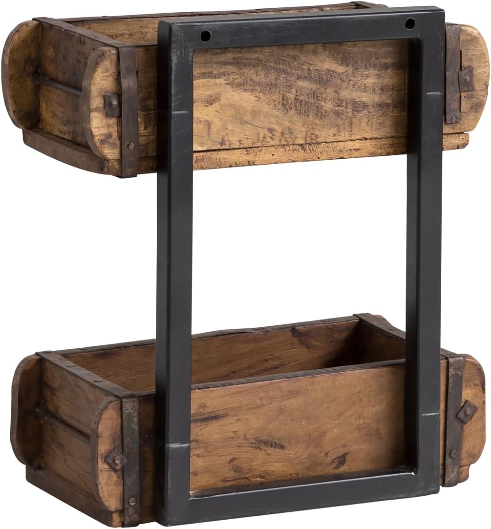 Woodkings Wandregal Ziegelform 2er Altholz Metall Wandderoration Aufbewahrungsbox Backsteinform rust