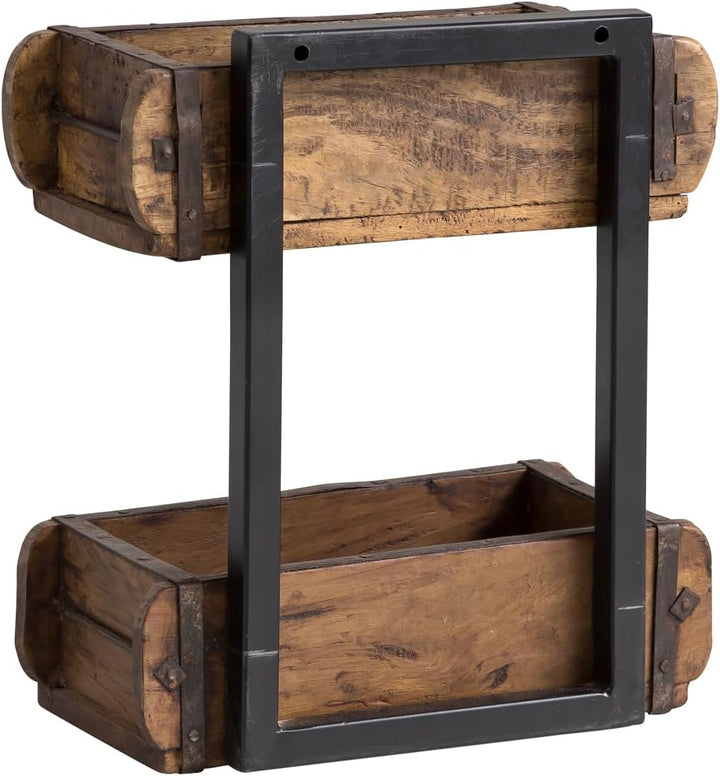 Woodkings Wandregal Ziegelform 2er Altholz Metall Wandderoration Aufbewahrungsbox Backsteinform rust
