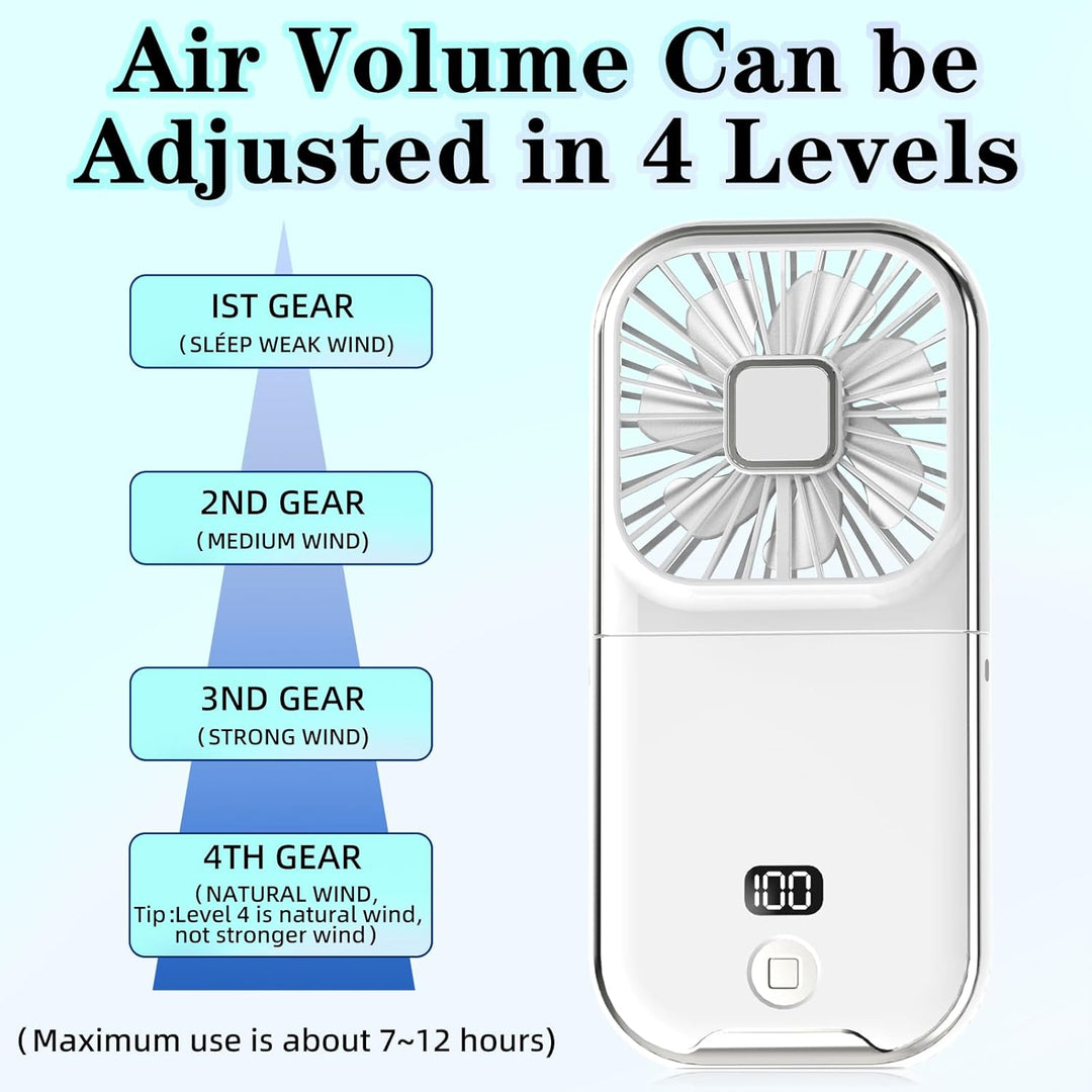 Dealswin Handventilator Mini Ventilator 4 Regler USB Ventilator Klein Aufladbar Portable Hand Kleine