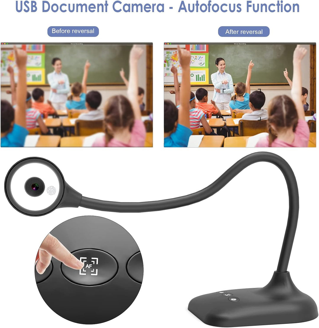 PAKOTOO USB Dokumentenkamera &amp; Visualizer Schule im A3-Format, 3-stufige LED-Leuchten, Bildumkehrung