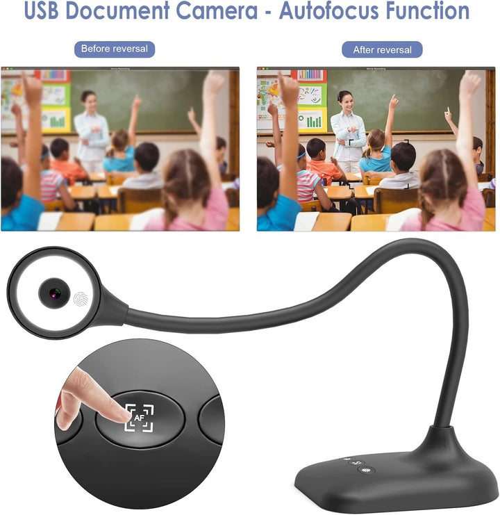 PAKOTOO USB Dokumentenkamera &amp; Visualizer Schule im A3-Format, 3-stufige LED-Leuchten, Bildumkehrung