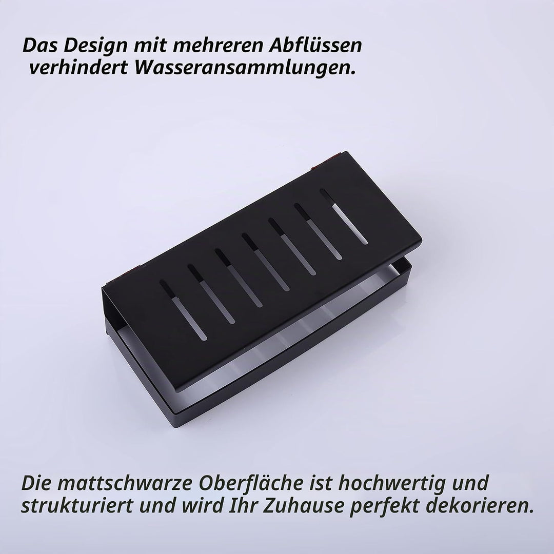 Duschablage Ohne Bohren Mattschwarz, Duschregal Wandmontage Badregal Duschkorb Edelstahl SUS304 Bade