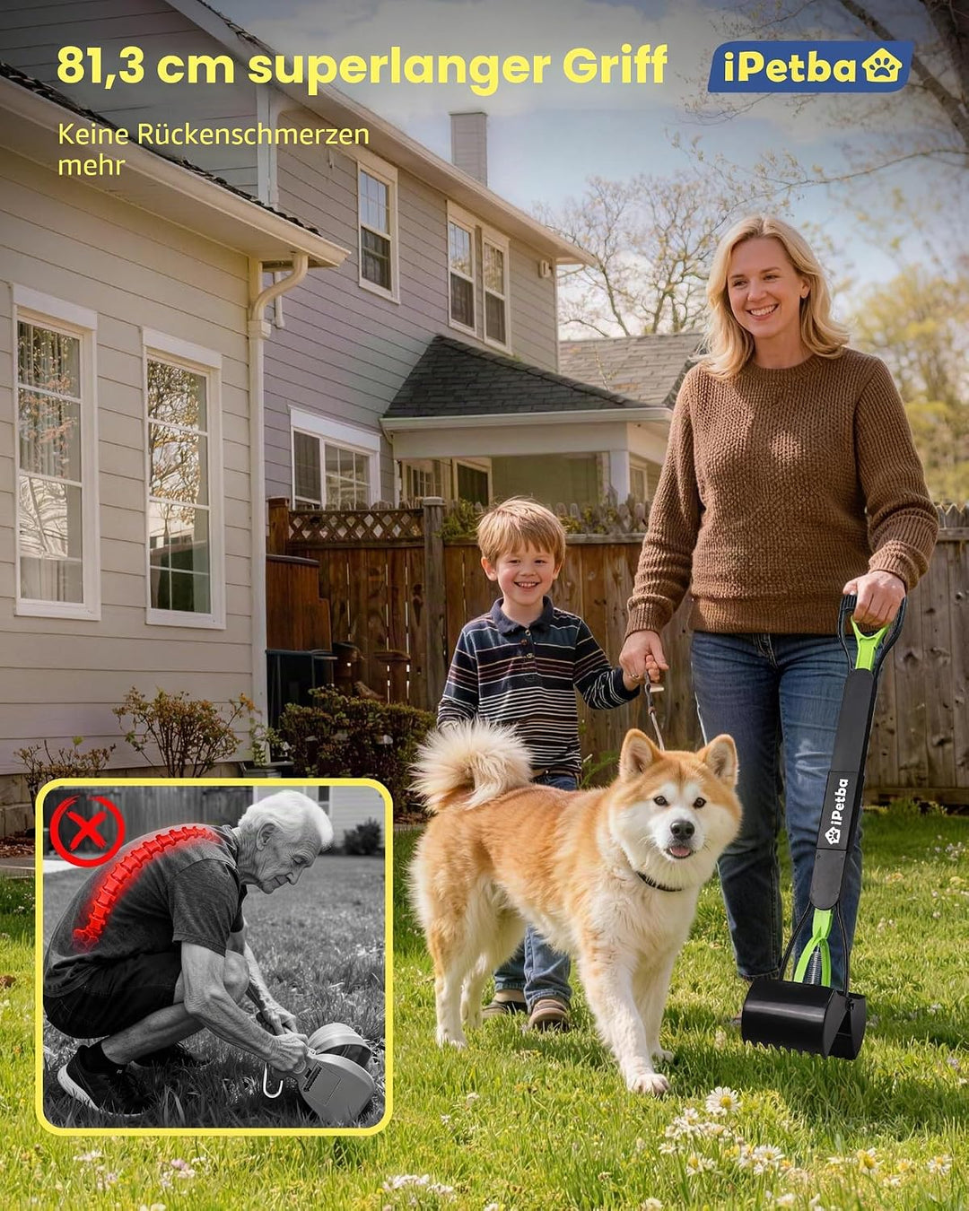 80 cm Grosser Hundekotschaufeln Langer Griff Hundekotsammler für Hunde und Katzen Faltbare Pooper Sc