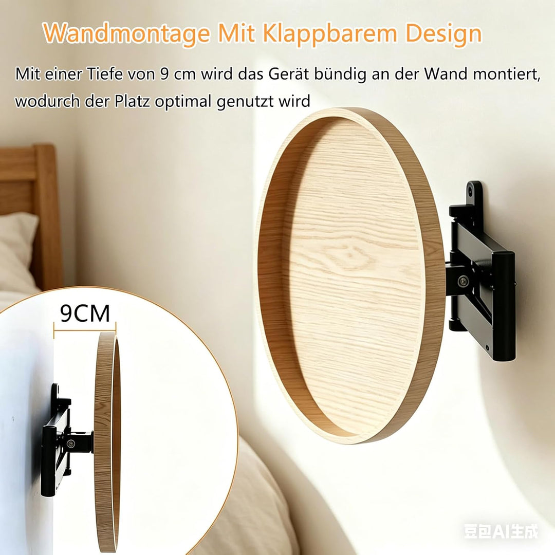 Klapptisch Wandmontage, Runder Klapptisch Mit Einziehbarem Regal Wandtisch Um 180 Grad Drehbares Wan