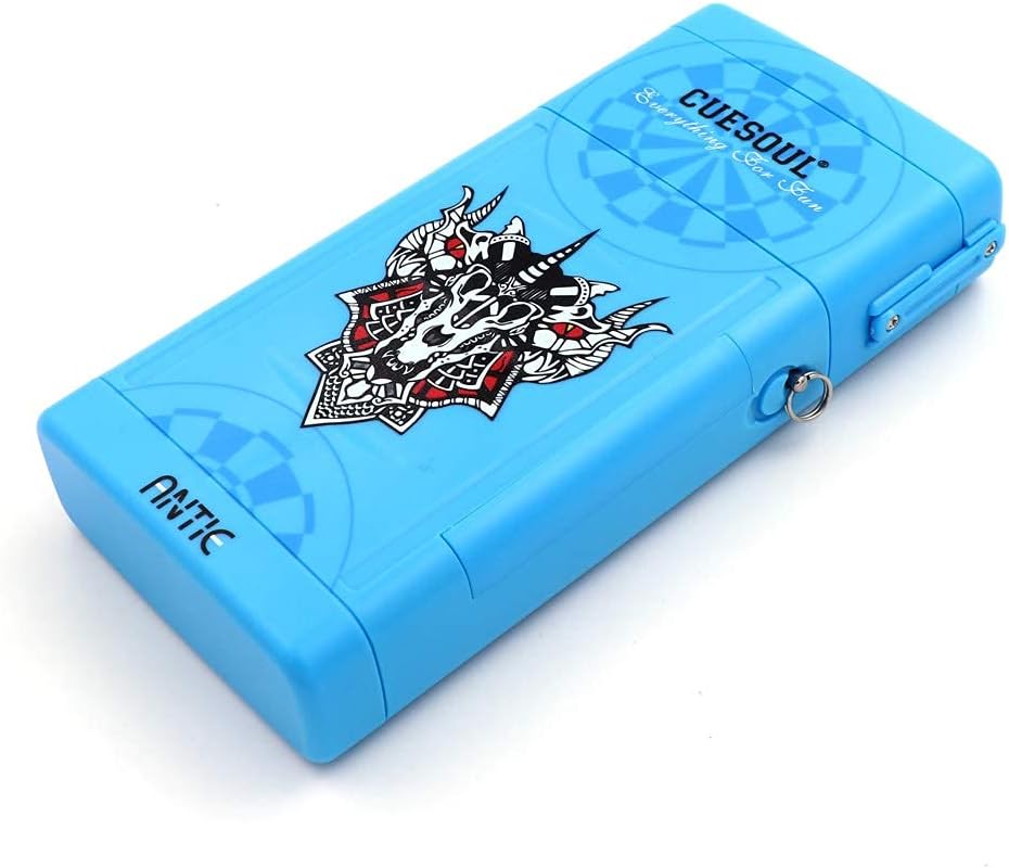 CUESOUL ANTIE Hard Dart Case für 6 Steel Tip Darts/Soft Tip Darts and Extra Dart Tips, Shafts and Fl