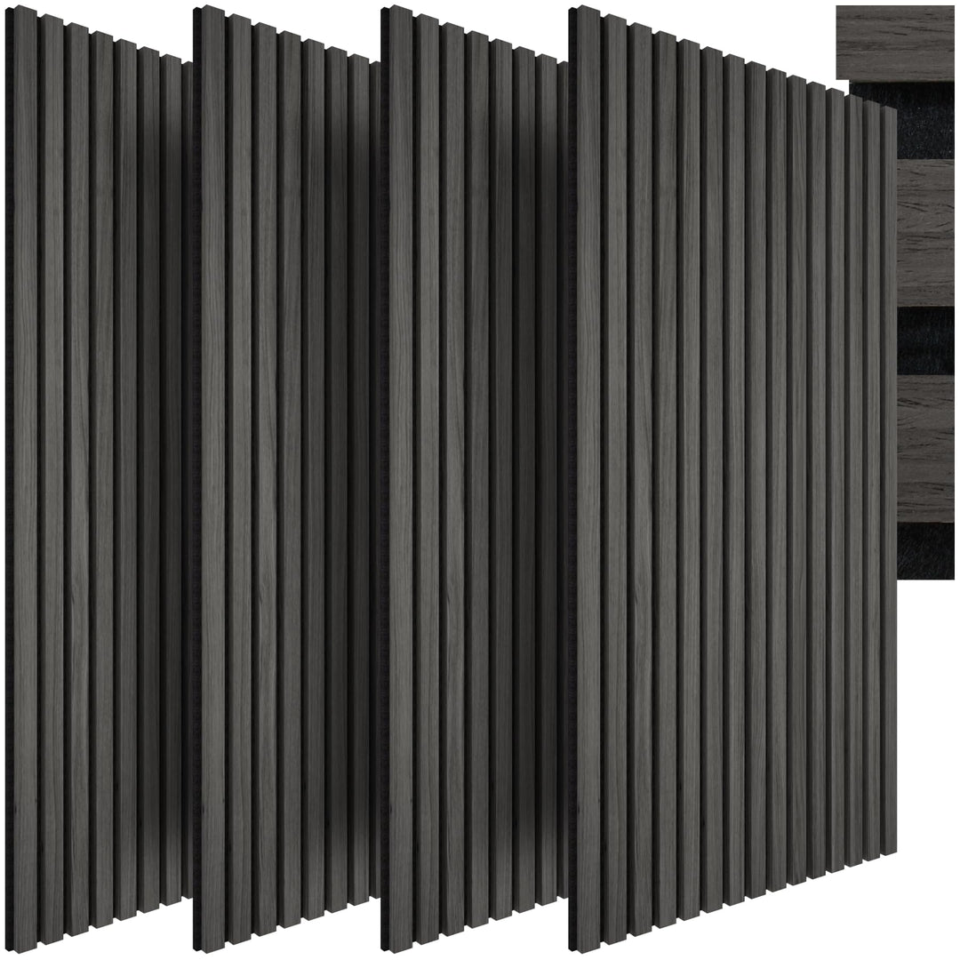tectake® Akustikpaneele mit Echtholzfurnier, effektiver Schallschutz, 4er Set, MDF, Schallabsorber,
