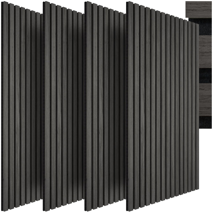 tectake® Akustikpaneele mit Echtholzfurnier, effektiver Schallschutz, 4er Set, MDF, Schallabsorber,