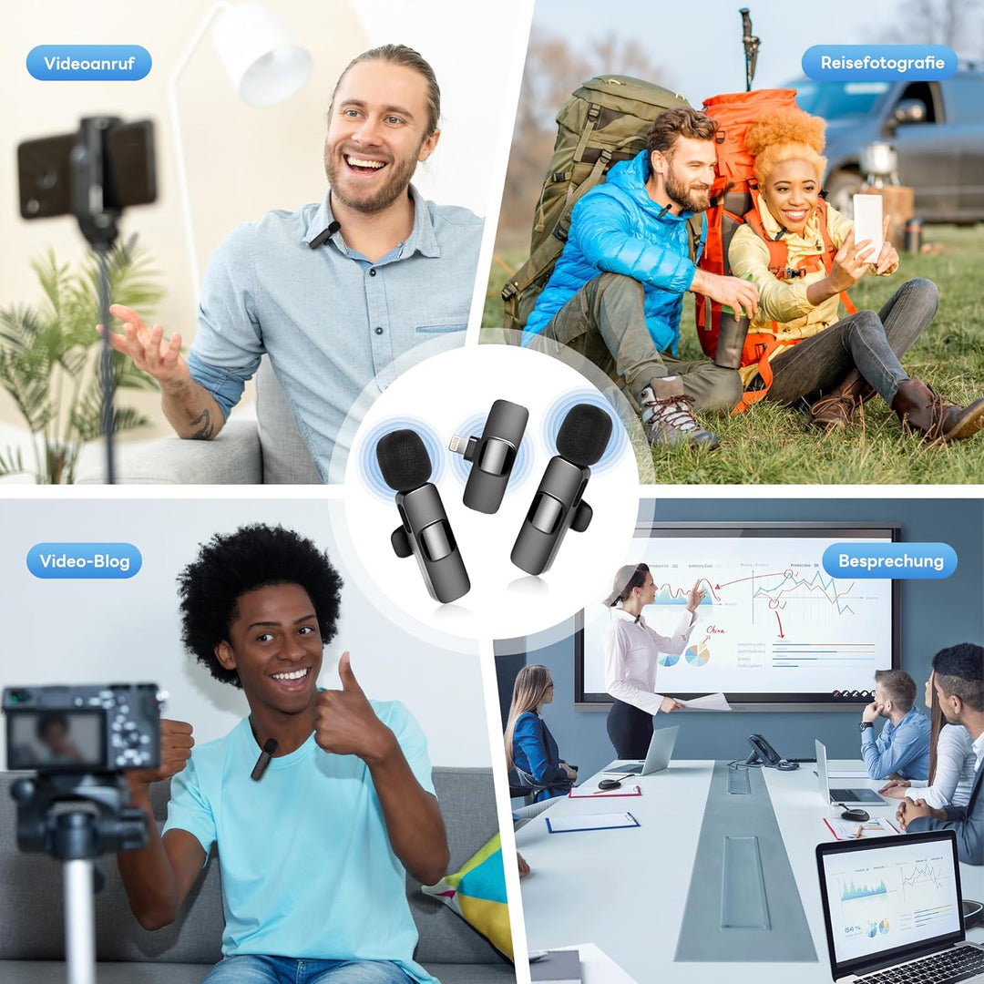 Mikrofon Handy iPhone | Bluetooth Kabellos Mini Wireless Lavalier Microphone Lightning für Ipad I Ph