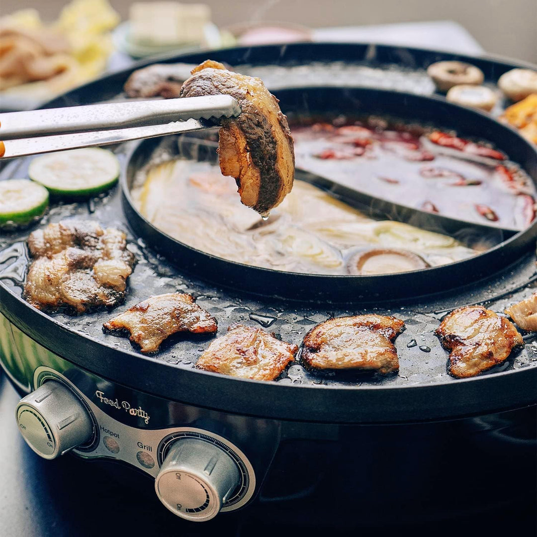 Food Party Hot Pot und Tischgrill Elektrisch Hotpot Topf Elektrogrill 220V 2200W 2 in 1 Electric Hot