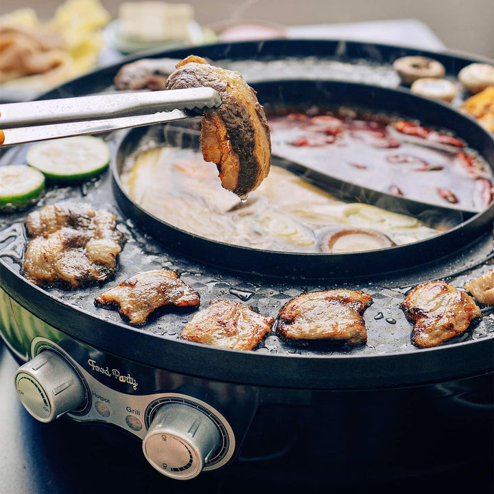 Food Party Hot Pot und Tischgrill Elektrisch Hotpot Topf Elektrogrill 220V 2200W 2 in 1 Electric Hot