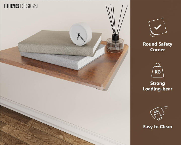 FITUEYES Design Multimedia Wandregal, Schweberegal aus Holz & Metall, HiFi Rack für TV Komponenten D