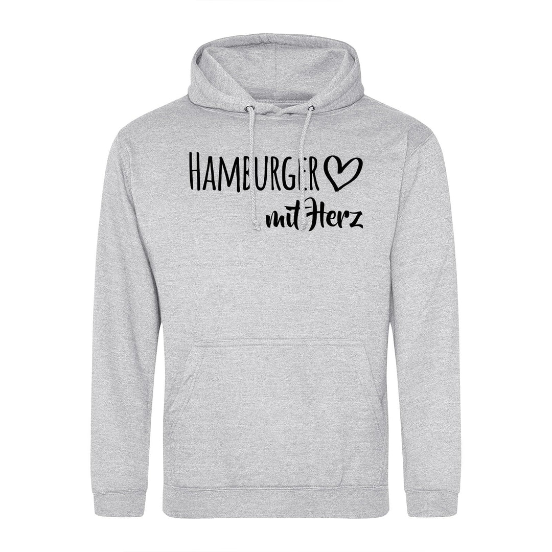 huuraa Unisex Hoodie Hamburger mit Herz Pullover Vegan Grösse XXL Heather Grey mit Motiv für die tol