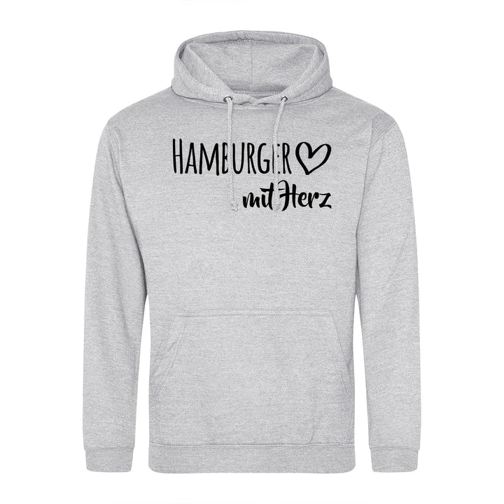 huuraa Unisex Hoodie Hamburger mit Herz Pullover Vegan Grösse XXL Heather Grey mit Motiv für die tol