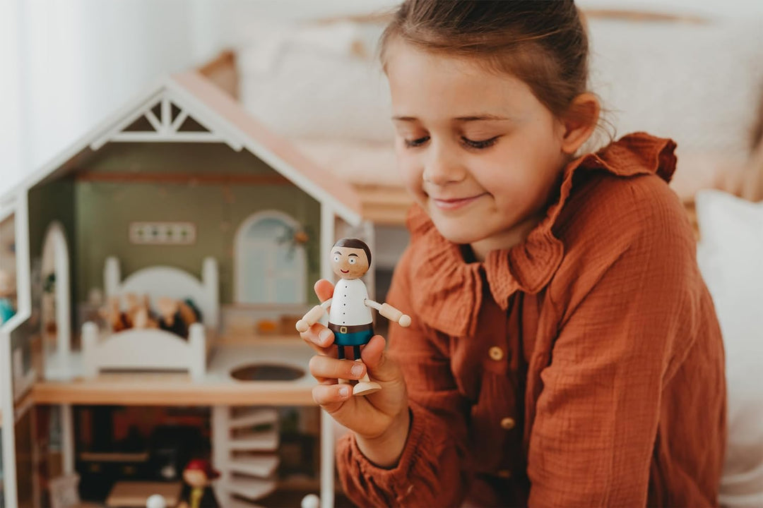 small foot Puppenhaus mit Dachterrasse aus Holz, mit offener Front und Zubehör, für Kinder ab 3 Jahr