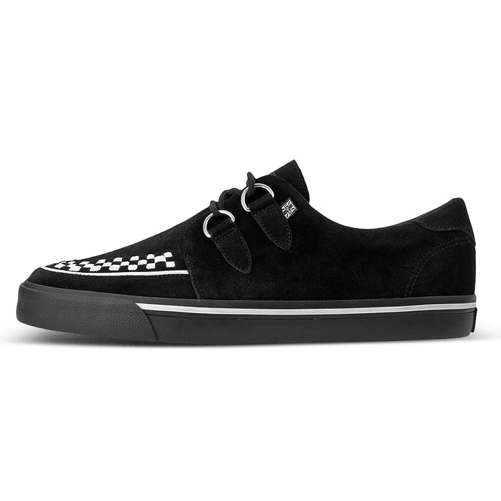 T.U.K. Unisex Leather Creeper Niedrige Sneaker 37 EU Black Suede White Interlace, 37 EU Black Suede