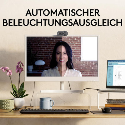 Logitech Brio 100 Full HD-Webcam für Meetings und Streaming, Auto-Lichtausgleich, integriertes Mikro