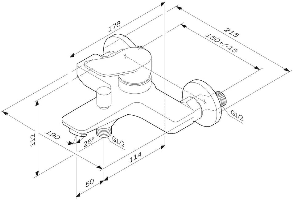 AM.PM X-Joy FXA10022 Wassersparende Wannen- und Brausebatterie kraztfest, leicht zu reinigen,mühelos
