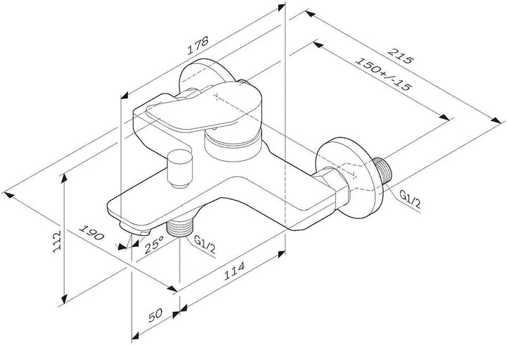 AM.PM X-Joy FXA10022 Wassersparende Wannen- und Brausebatterie kraztfest, leicht zu reinigen,mühelos