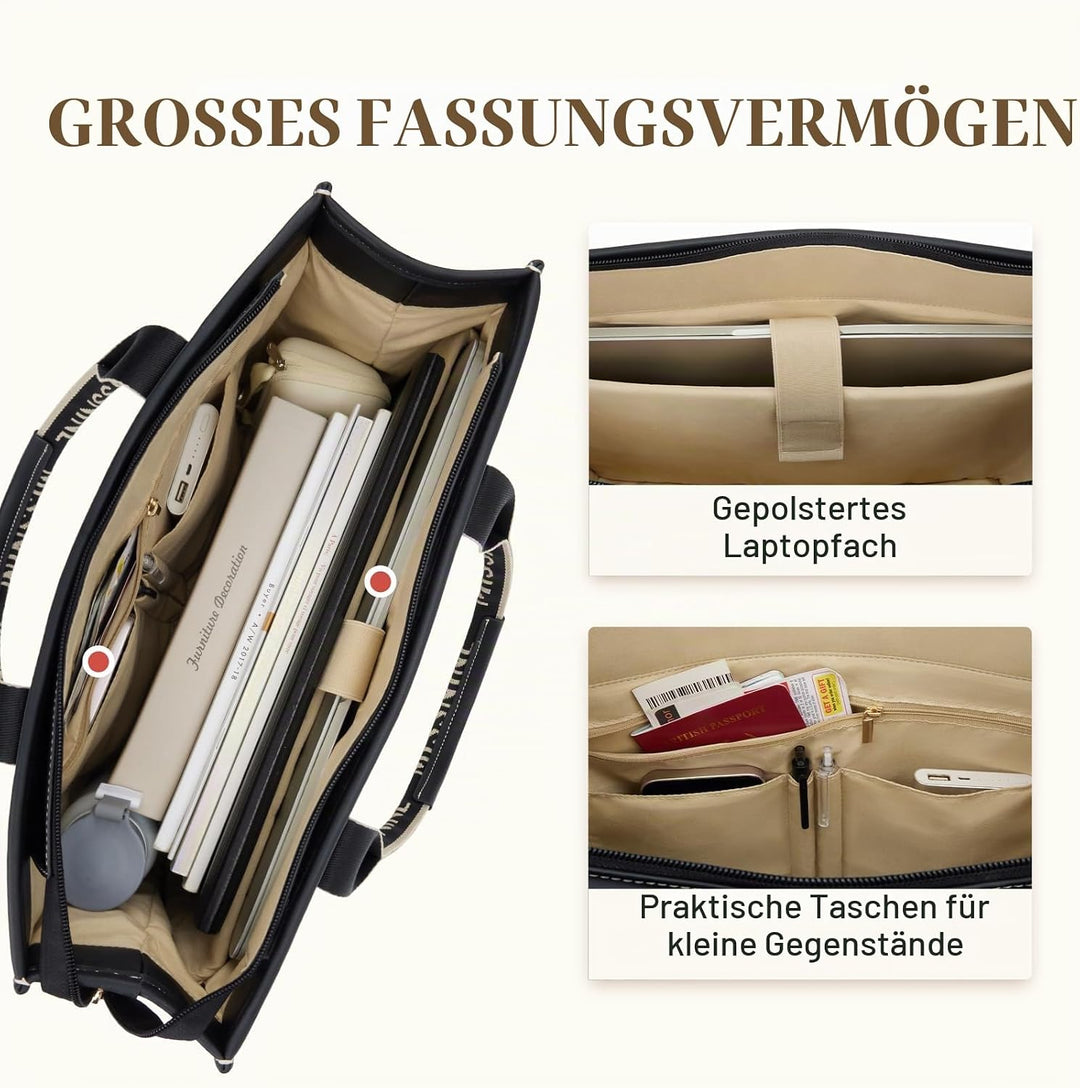 Missnine Tragetasche Canvas-Laptoptasche 15,6 Zoll Handtasche Damen Aktentasche für Damen grosse Kap