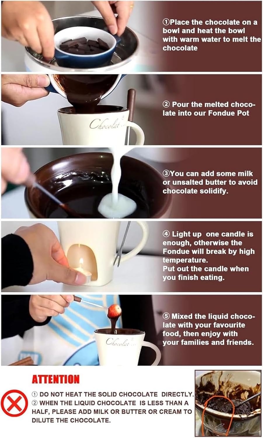 Schokofondue Tasse 200 Ml Keramik Schokoladenfondue Tasse Schoko Fondueset Mit Gabel Und Teelicht Bu