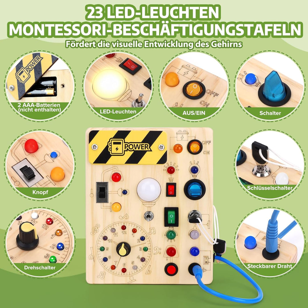 Konijiwa Montessori Spielzeug ab 1 Jahr Busy Board Activity Board Spielzeug ab 2 Jahre Holzspielzeug