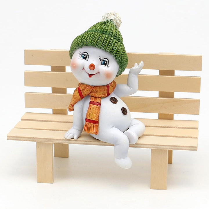 Dekohelden24 Schneekinder mit Mütze und Schal in rot-grün als Kantensitzer im 2er Set, L/B/H je Figu