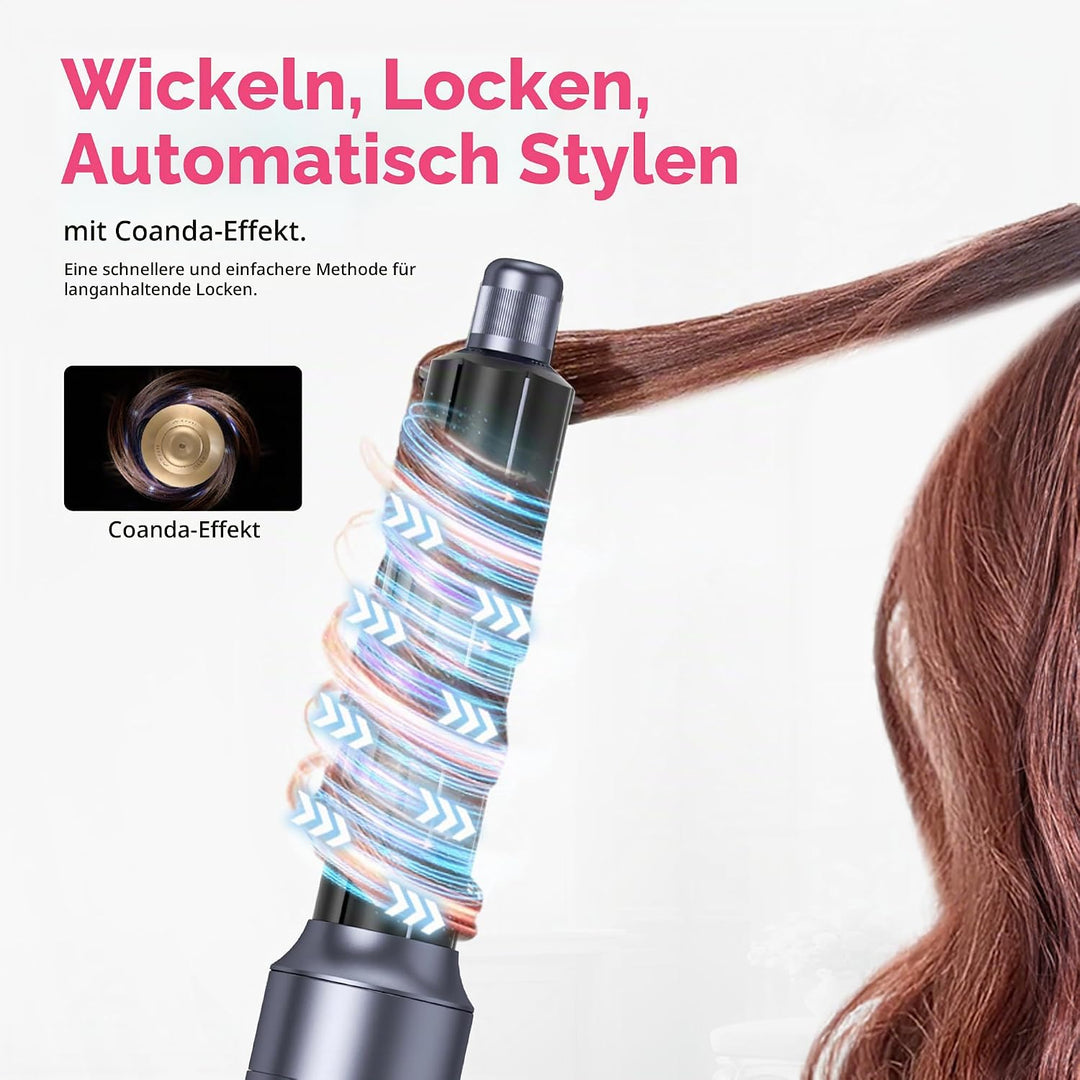 MogaWave Pro Hairstyler 6 in 1 Airstyler 1000W Haartrockner, Airbrush Haarstyler mit Rundbürstenföhn