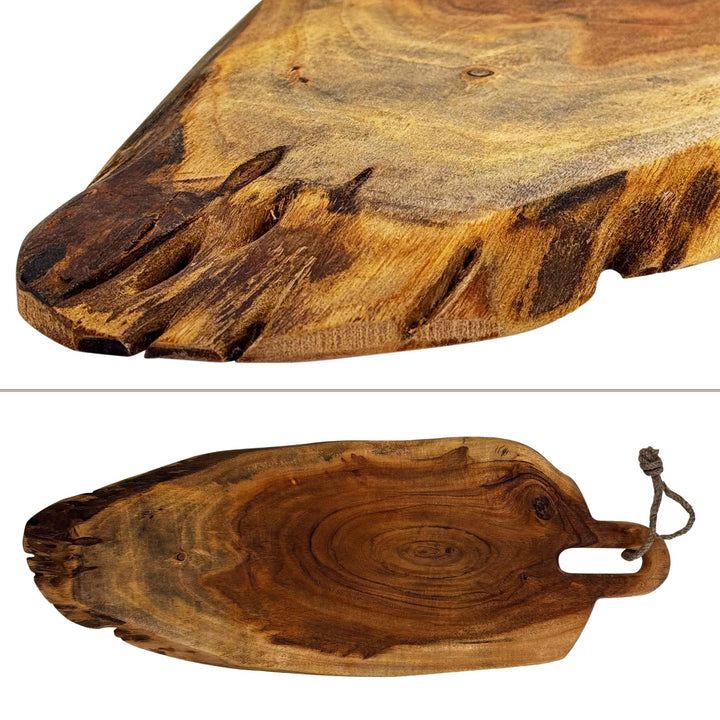 Servierbrett mit Griff, Schneidebrett aus Akazien Holz - 58 cm lang - auch als Dekoration in der Küc