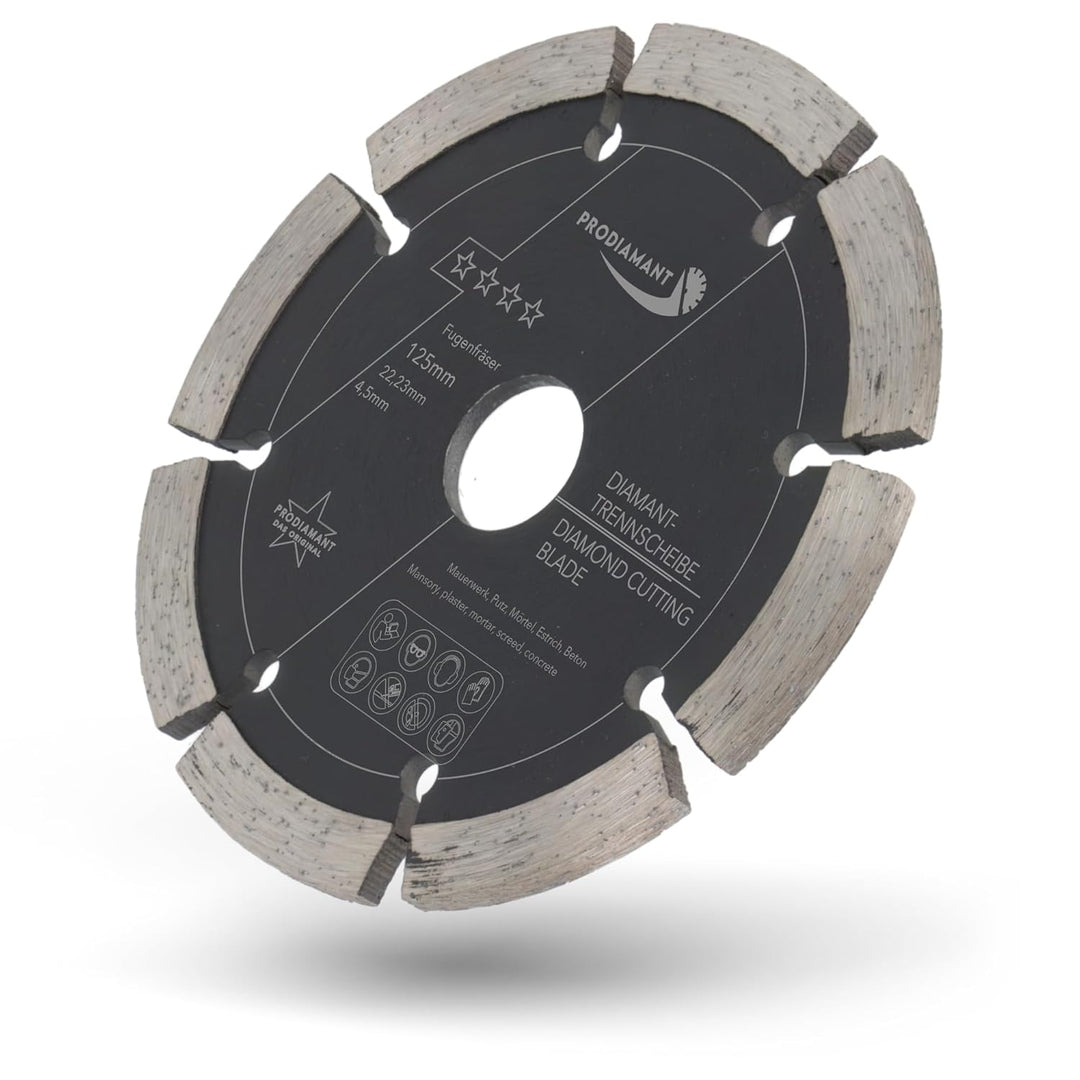 PRODIAMANT Fugenfräser ø 125mm Breite 4,5mm Frässcheibe für Mauerwerk Mörtel Fugen und Putz 10mm Seg