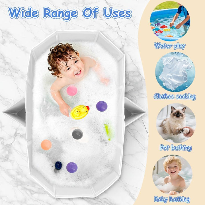 AUYAO Faltbare Badewanne Kinder Tragbare Säuglings Badewanne Baby mit Ablassschraube Integrierte Tra