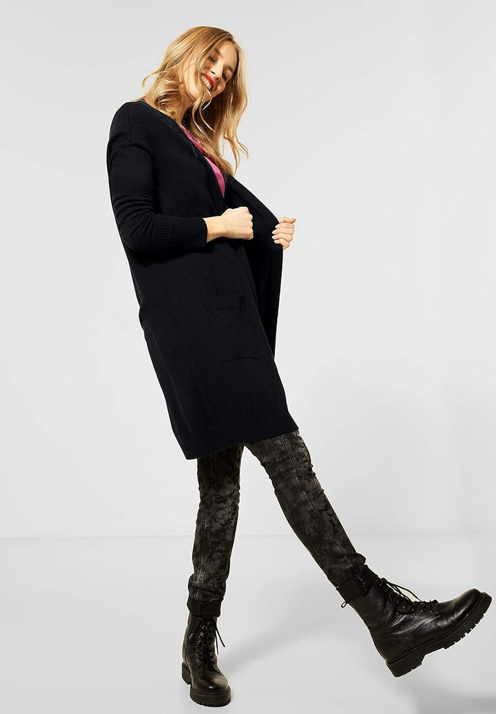 Street One Damen Langer, offener Cardigan Black 34