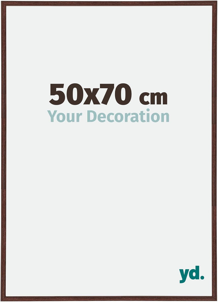 yd. Your Decoration - Bilderrahmen 50x70 cm - Braun - Bilderrahmen aus Kunststoff mit Antireflex Kun