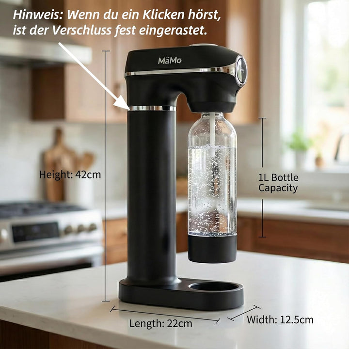Wassersprudler Soda Maker mit Manometer - Carbonator für Sprudelwasser inkl. 1L und 0.5L BPA-freien