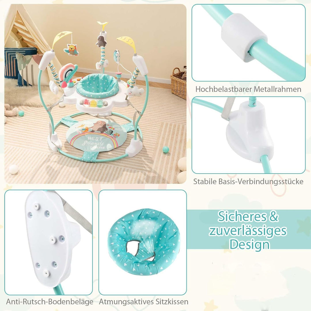 DREAMADE Stationäres Aktivitätscenter, Tierwelt-Jumperoo mit abnehmbarem Fusspolster, Spielcenter mi