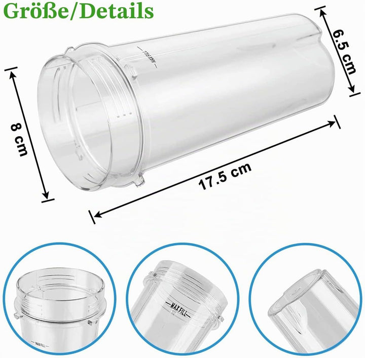 470ml Cup Becher Ersatzteile für Ninja 700W Slim Mixer Smoothie Maker QB3001UKS/ QB3001EUS/ QB3000/