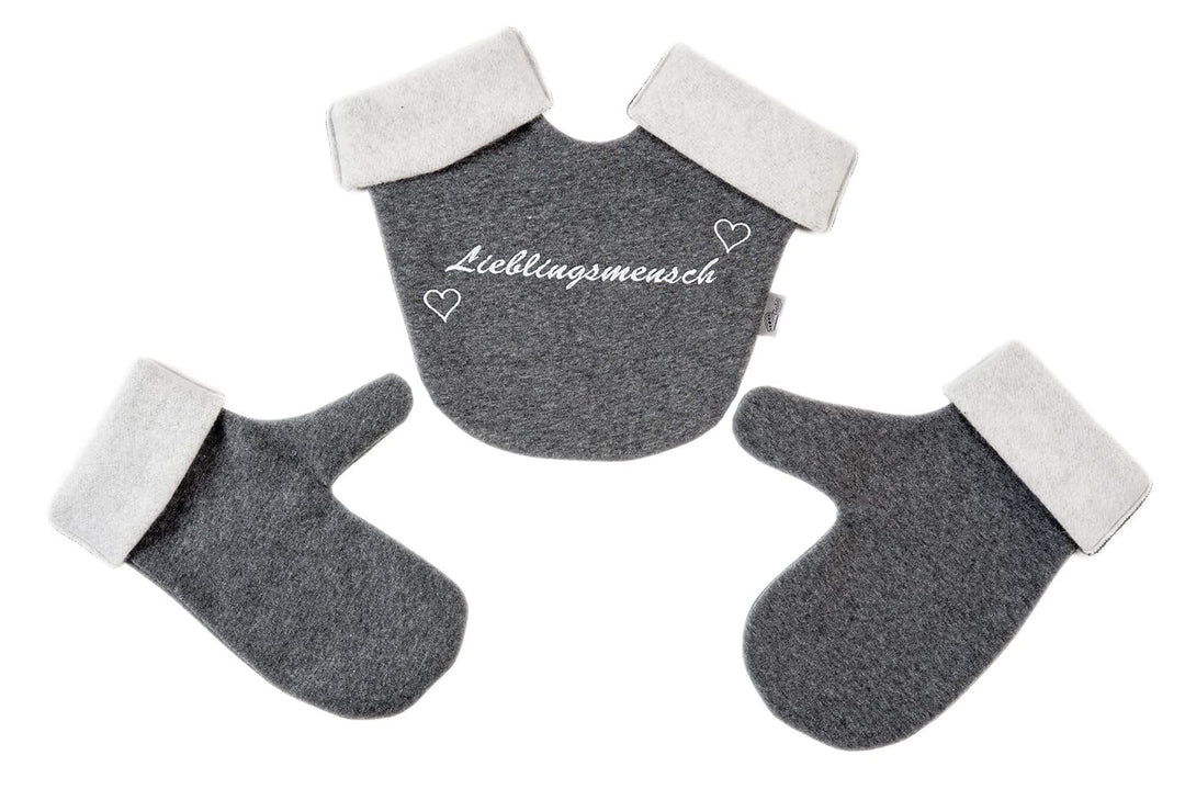 Goldi-Design Partnerhandschuhe aus Doppelfleece - Bestickt - deutsche Handarbeit Partnerhandschuhe -