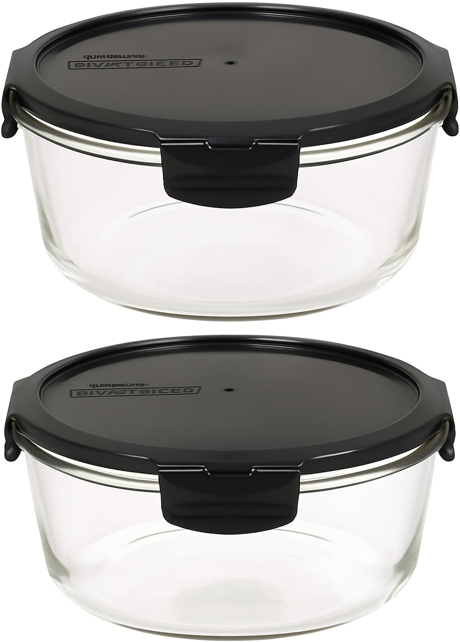 Lock & Lock Boroseal Lebensmittelbehälter aus Glas, 2er-Set, rund, mit Deckel für Backofen, Mikrowel