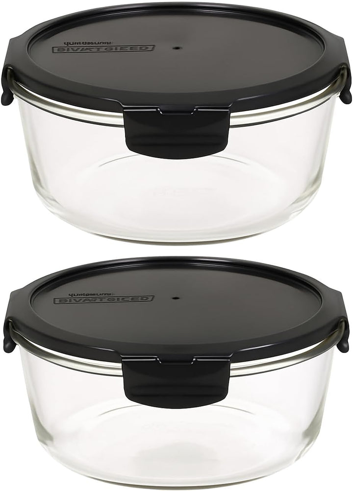 Lock & Lock Boroseal Lebensmittelbehälter aus Glas, 2er-Set, rund, mit Deckel für Backofen, Mikrowel