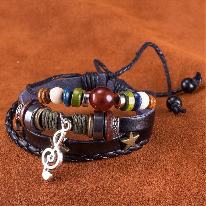Miniblings Notenschlüssel Armband Anhänger Glücksarmband Violinschlüssel braun - Modeschmuck handmad