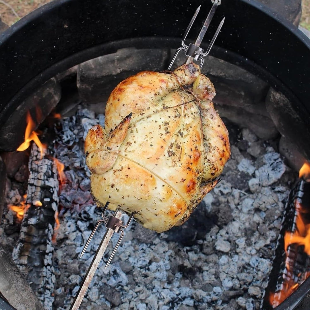 CPROSP 2 Stück Fleischnadeln Edelstahl BBQ mit Durchmesser 15mm mit Rote Schutzhülle und Feststellsc