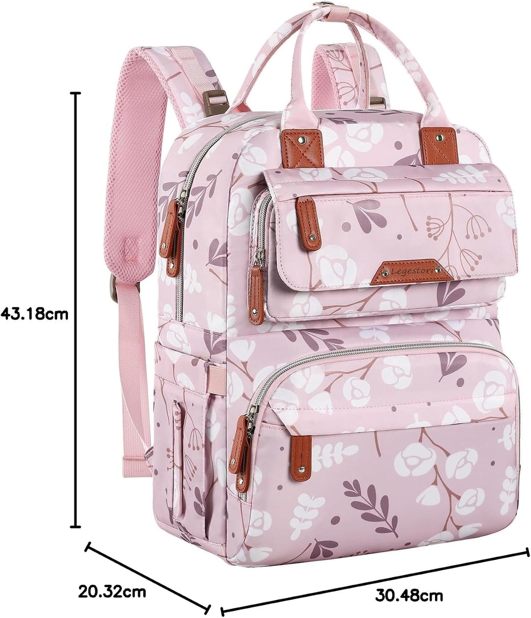 Legestori Diaper Bag Backpack, Baby Girl Diaper Bag with Insulated Pockets and Stroller Straps L-pin