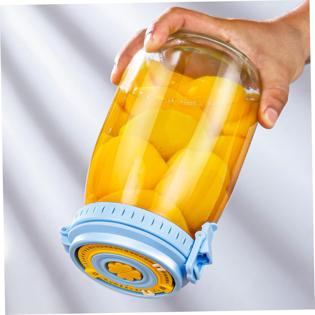 2 Stück Gärglas 1000 ml mit Datum versehenes Sauerteig-Starterglas mit Entlüftungsventil Sauerteiggl
